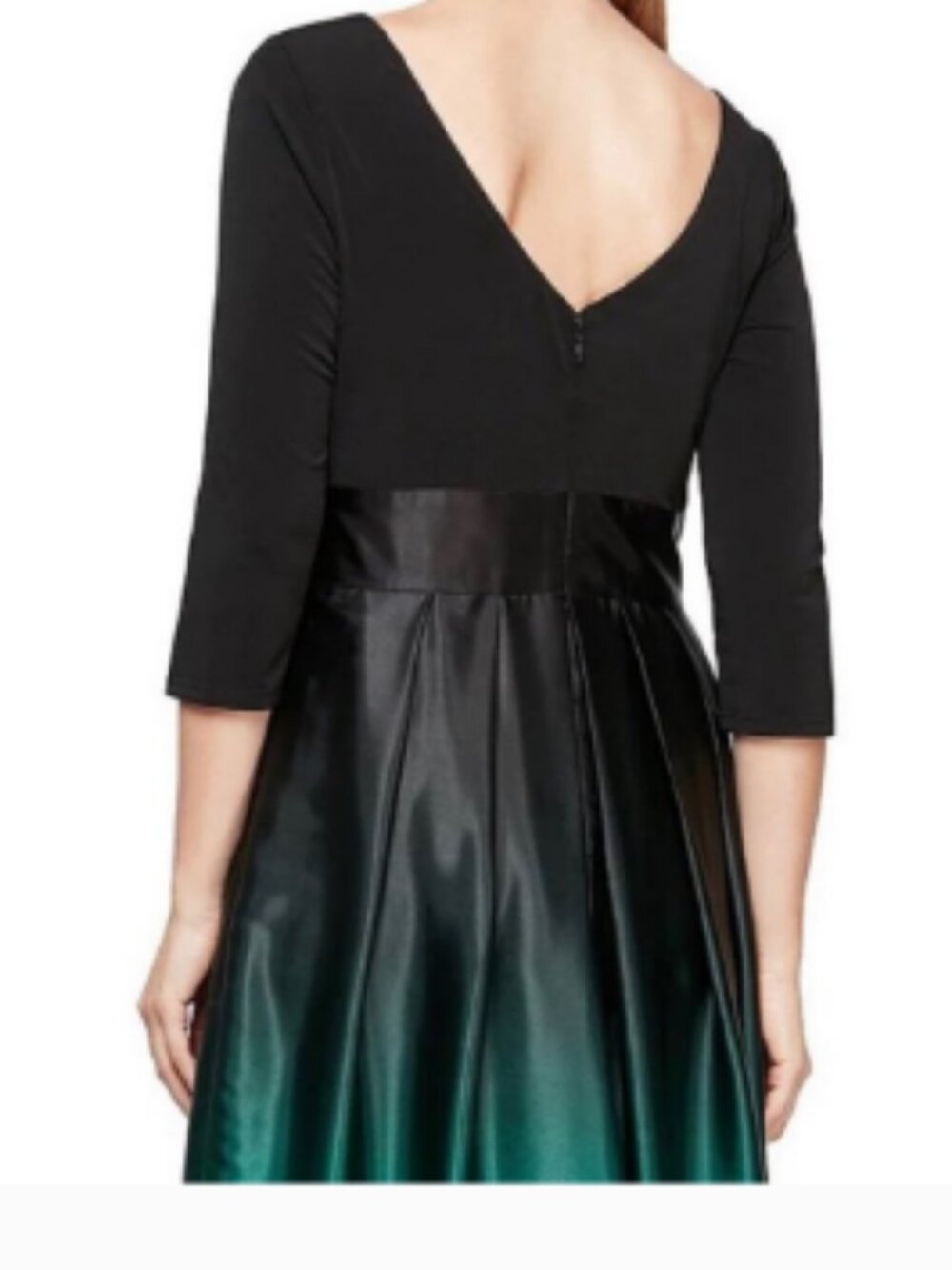 Ignite Evenings NEW Size 18 Ombre Satin Boat Neck Ball Gown Black Green Formal - Picture 3 of 15